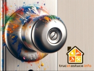 Peinture sèche sur une poignée de porte