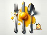 Tâche d'oeuf sur couvert en argent